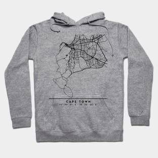 CAPE TOWN SOUTH AFRICA BLACK CITY STREET MAP ART Hoodie
